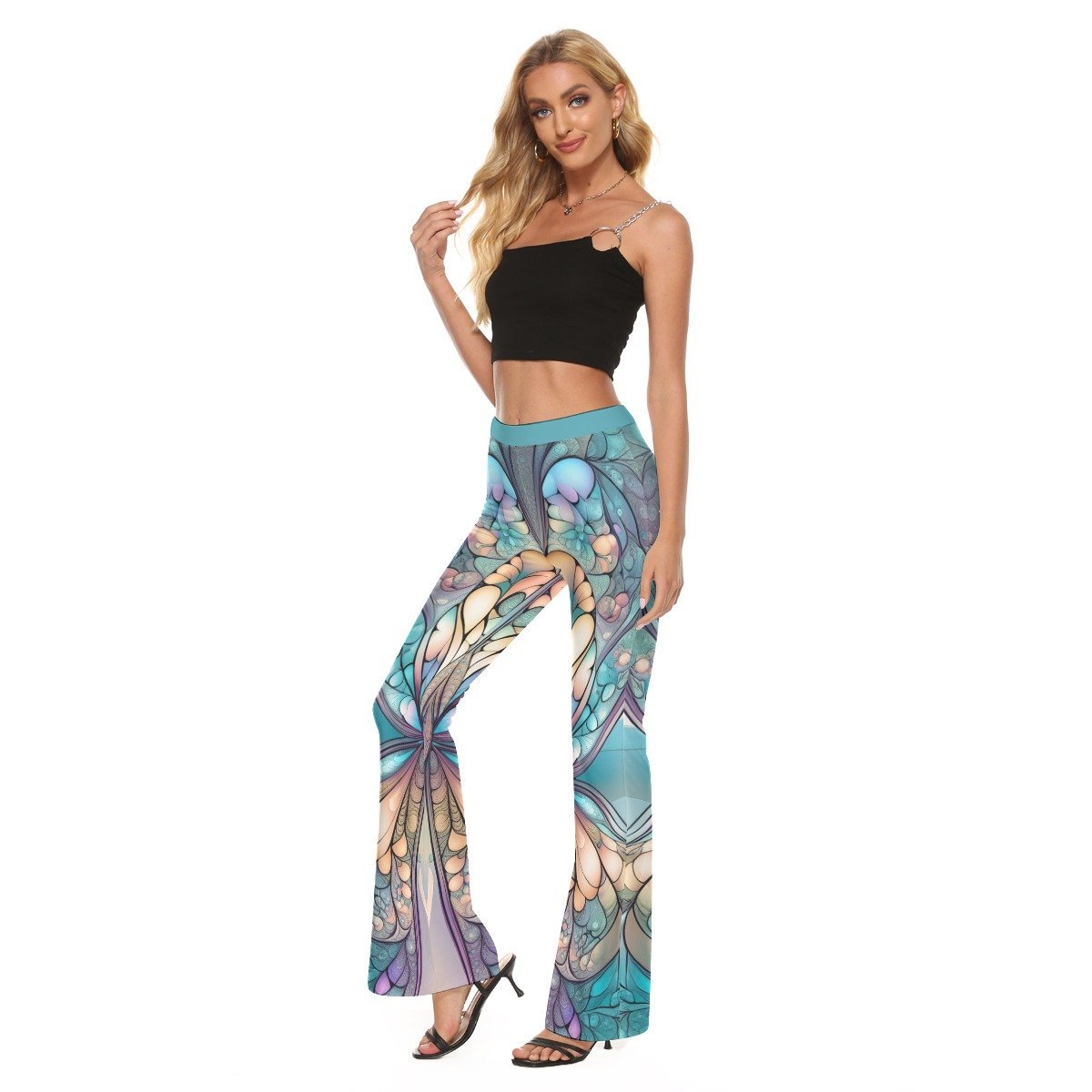 All-Over Print Women's Skinny Flare Pants - Image 3