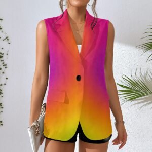 All-Over Print Women's Sleeveless Blazer-Style Vest
