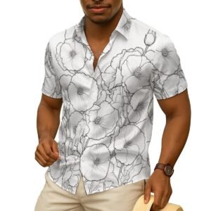 All-Over Print Men's Imitation Silk Short-Sleeved Shirt